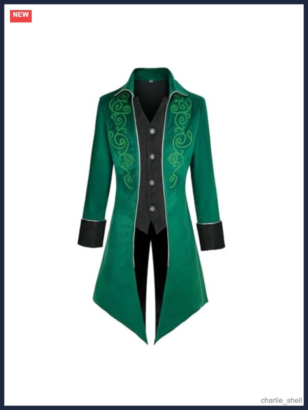 Men Victorian Steampunk Embroidered Velvet Tailcoat Costume Jacket